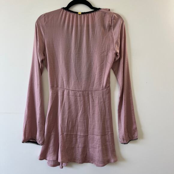 For Love & Lemons Pink Black Adriana Nightgown Mini Slip Dress Womens XS - Picture 4 of 16